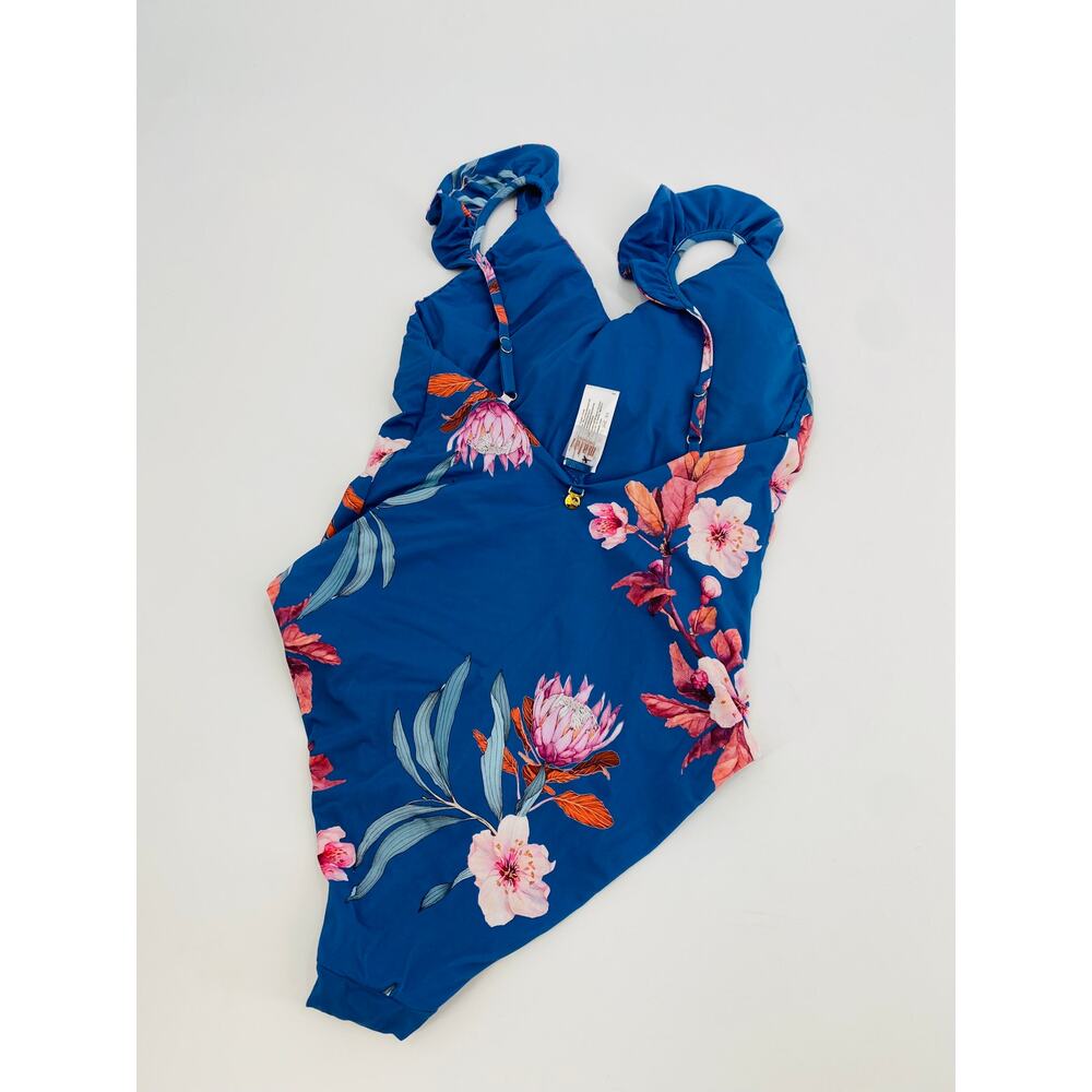 Anthropologie malai blue floral hawaiian low back one piece swimsuit - Picture 4 of 8